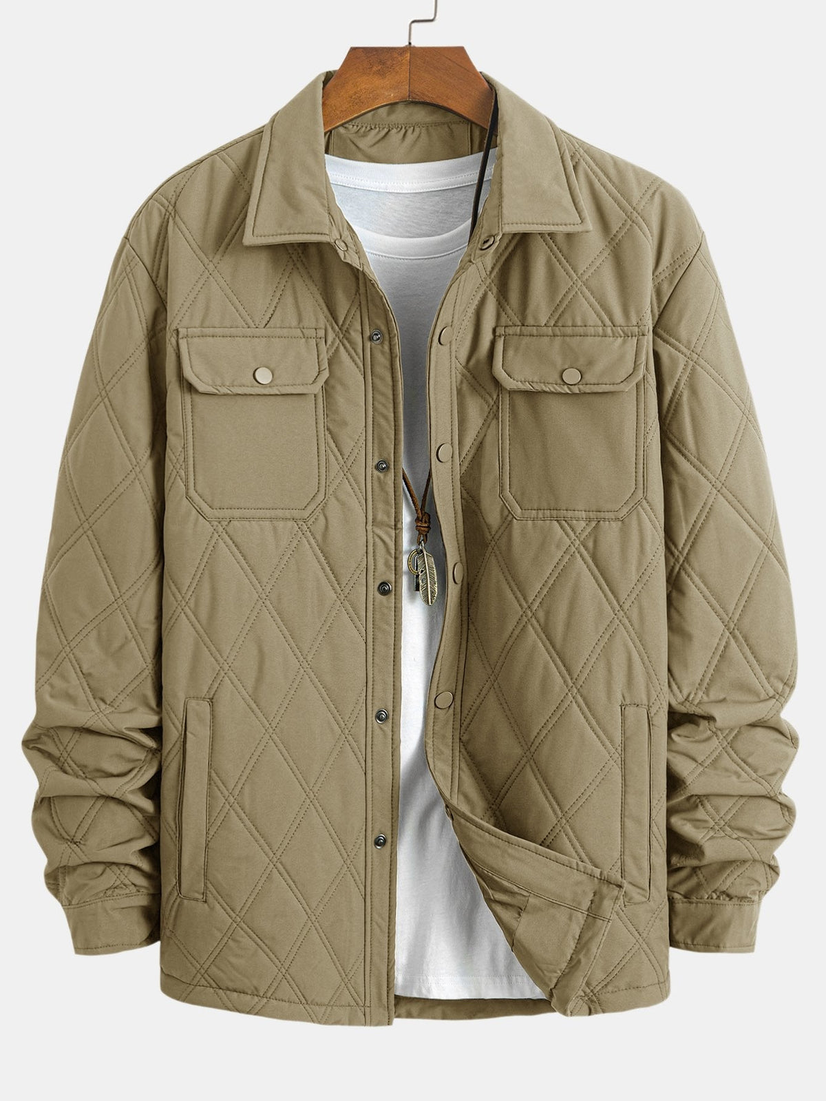 Men's Diamond Quilted Utility Overshirt Jacket