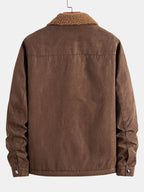 Men's Teddy-Lined Faux Suede Jacket – Warm Zip-Up Winter Outerwear
