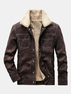 Men's Faux Suede Teddy-Lined Utility Jacket