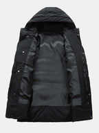 Men's Long Hooded Puffer Parka Coat – Warm Padded Winter Outerwear