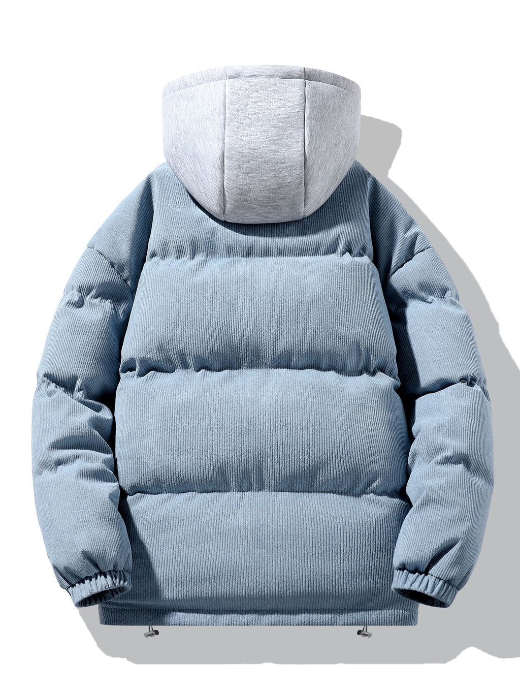 Men's Corduroy Hooded Puffer Jacket – Warm Padded Winter Outerwear