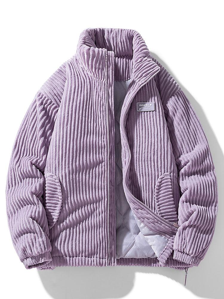 Men's Quilted-Lined Corduroy Jacket with High Collar