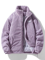 Men's Quilted-Lined Corduroy Jacket with High Collar