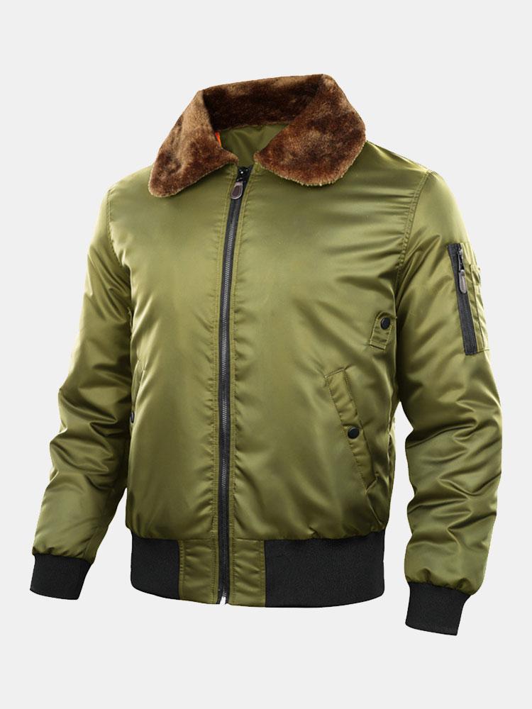 Men's Quilted-Lined Bomber Jacket with Faux Fur Collar