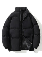 Men's Corduroy Puffer Jacket with High Collar