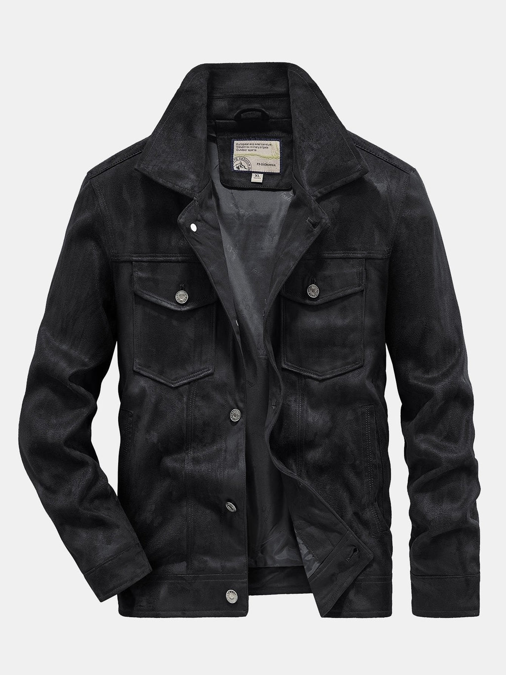 Men's Vintage Faux Suede Jacket with Button Front