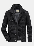 Men's Vintage Faux Suede Jacket with Button Front
