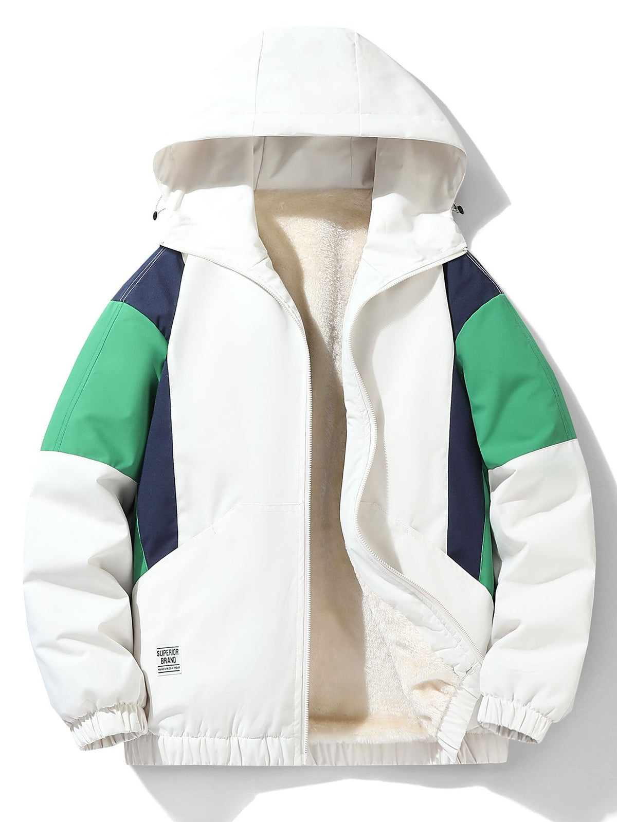 Men's Teddy Fleece-Lined Hooded Windbreaker Jacket