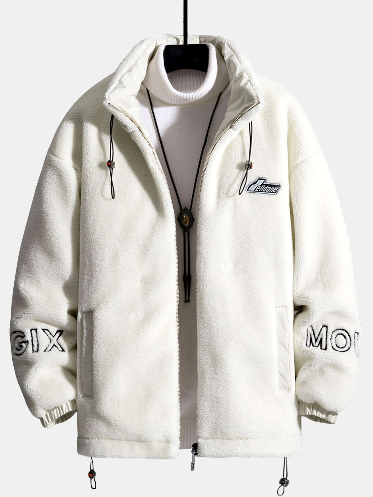 Men's Quilted-Lined Teddy Fleece Jacket – Warm High Collar Zip-Up Outdoor