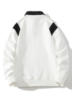 Men's Contrast Polo Collar Sweatshirt – Relaxed Fit Long Sleeve Casual