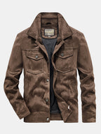 Men's Vintage Faux Suede Jacket with Button Front