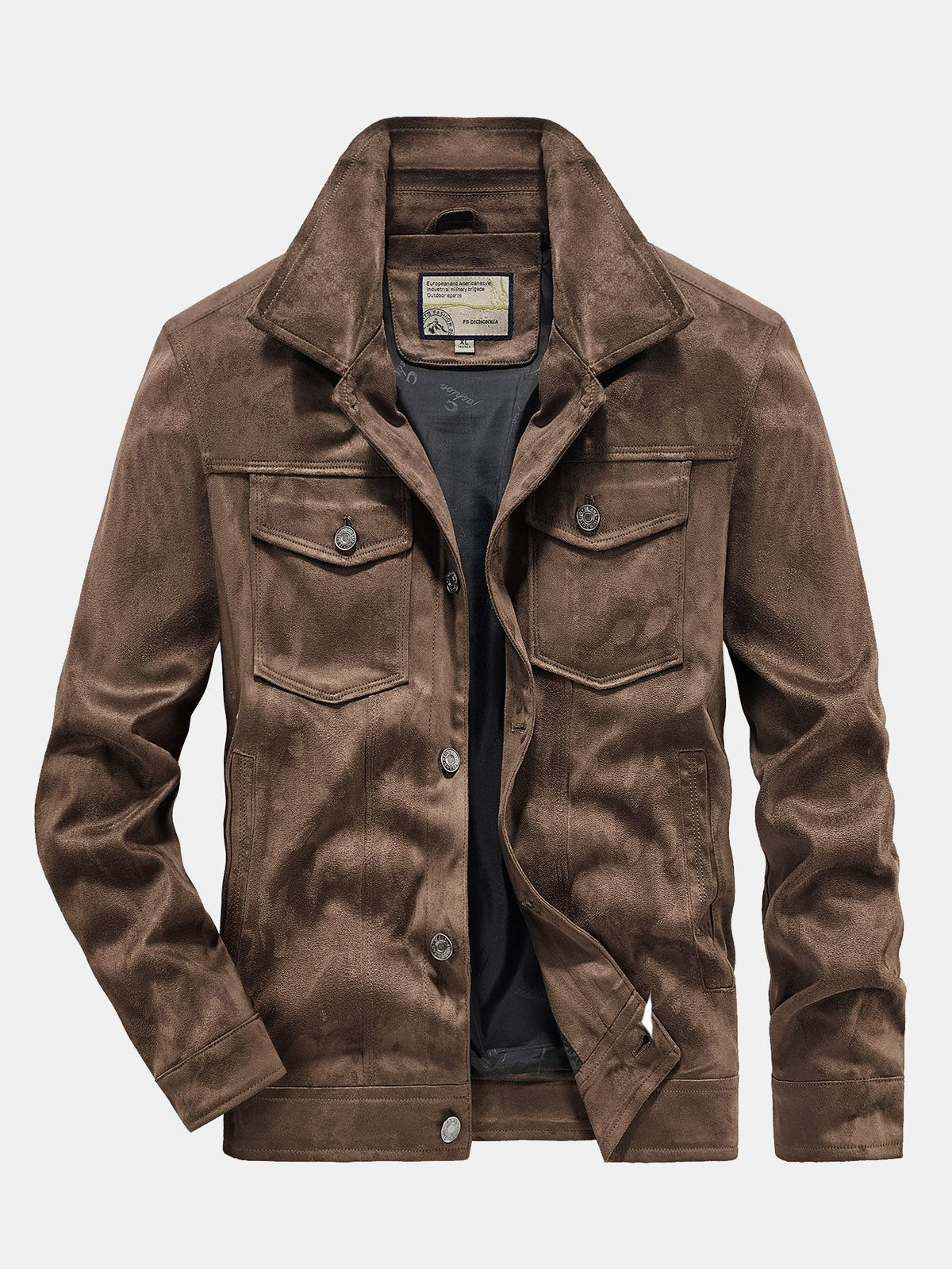 Men's Vintage Faux Suede Jacket with Button Front