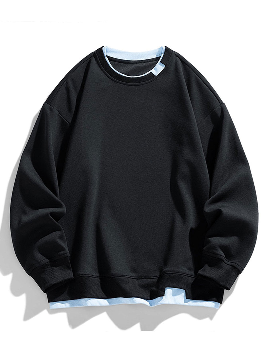Men's Relaxed Fit Layered Crew Neck Sweatshirt