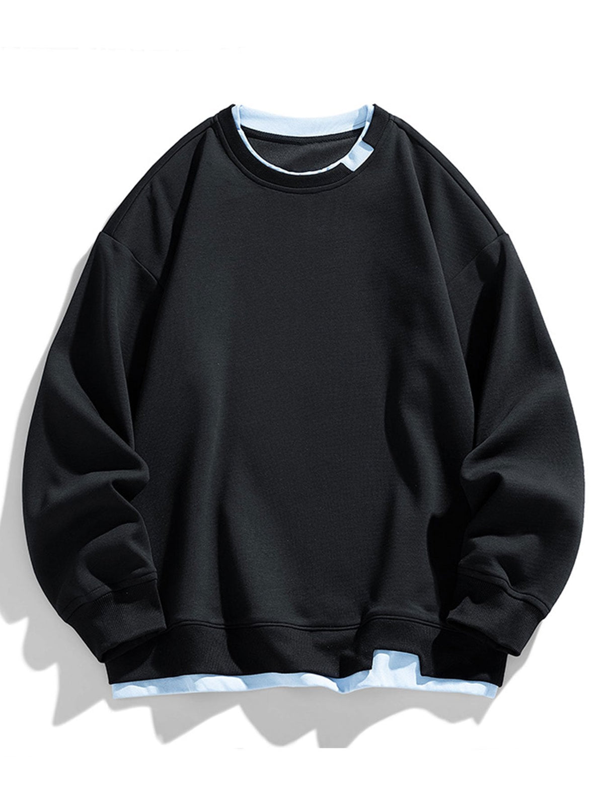 Men's Relaxed Fit Layered Crew Neck Sweatshirt