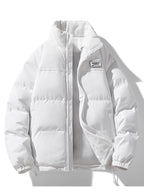 Men's Corduroy Panel Puffer Jacket – Warm High Collar Padded Winter