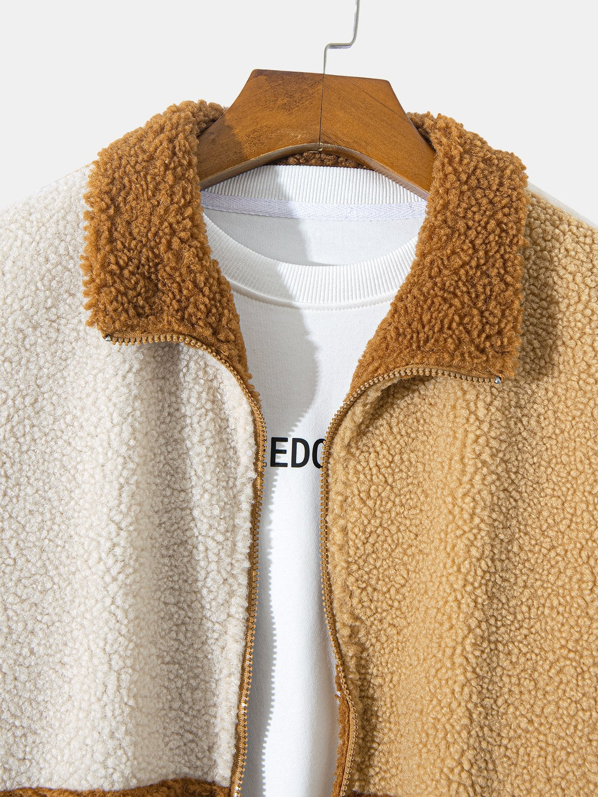Men's Colour Block Teddy Fleece Jacket – Soft Zip-Up Borg Outerwear