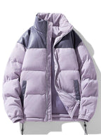 Men's Padded Corduroy Puffer Jacket – High Collar Zip-Up Winter Coat