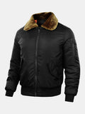 Men's Quilted-Lined Bomber Jacket with Faux Fur Collar