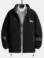 Men's Quilted-Lined Teddy Fleece Jacket – Warm High Collar Zip-Up Outdoor