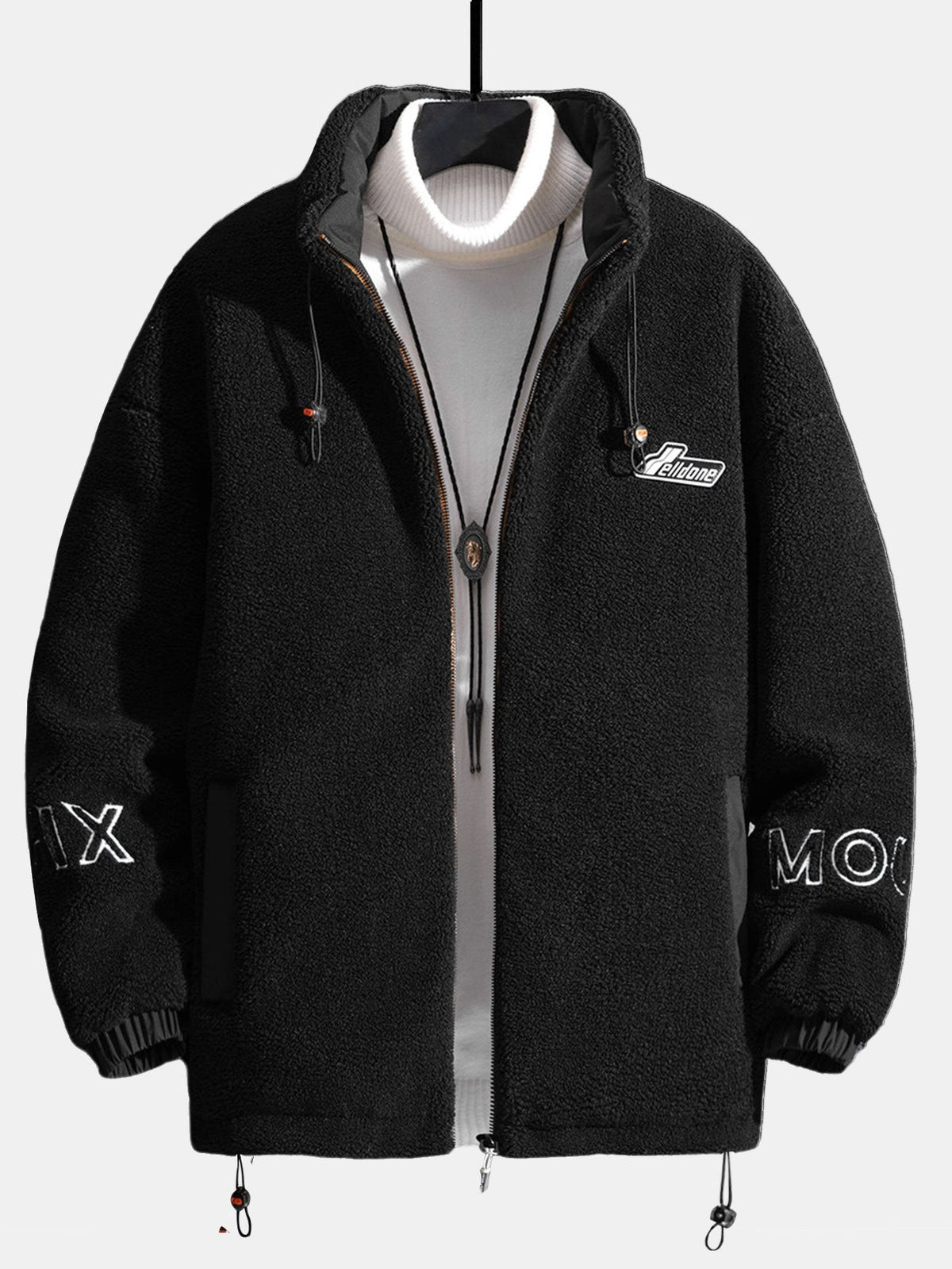 Men's Quilted-Lined Teddy Fleece Jacket – Warm High Collar Zip-Up Outdoor