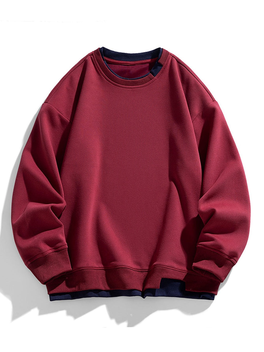 Men's Relaxed Fit Layered Crew Neck Sweatshirt