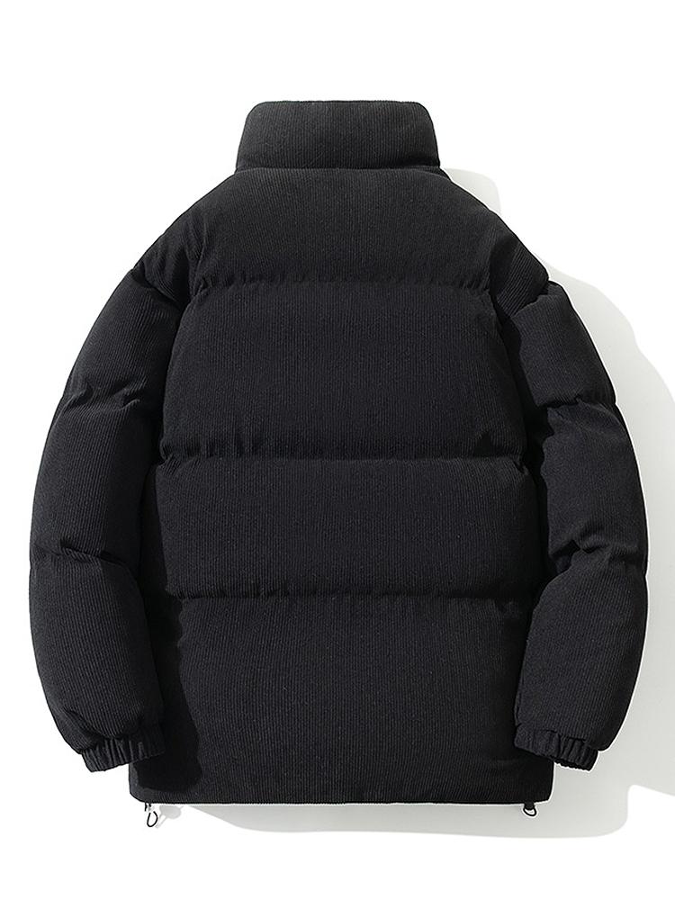 Men's Corduroy Puffer Jacket with High Collar