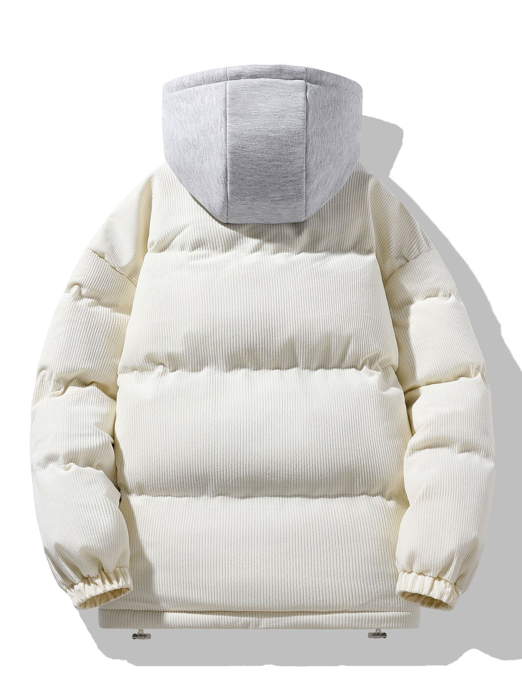 Men's Corduroy Hooded Puffer Jacket – Warm Padded Winter Outerwear