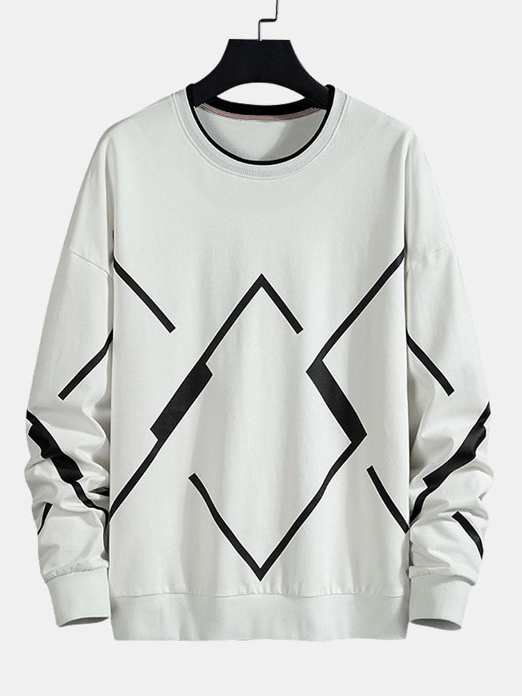 Men's Geometric Print Crew Neck Sweatshirt