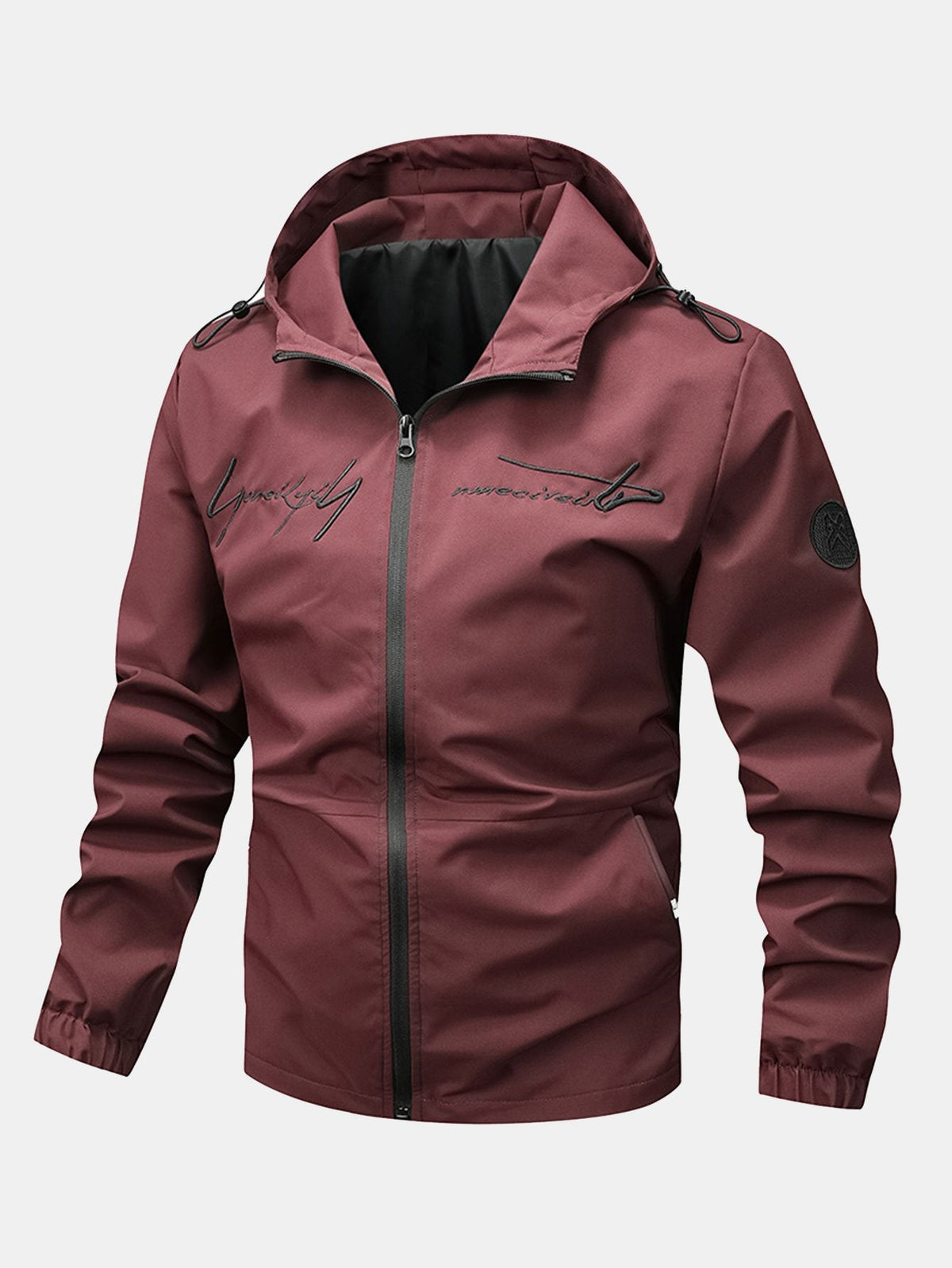 Men's Lightweight Hooded Zip-Up Jacket – Adjustable Hood and Elasticated