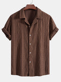 Men's Geometric Jacquard Shirt with Cuban Collar