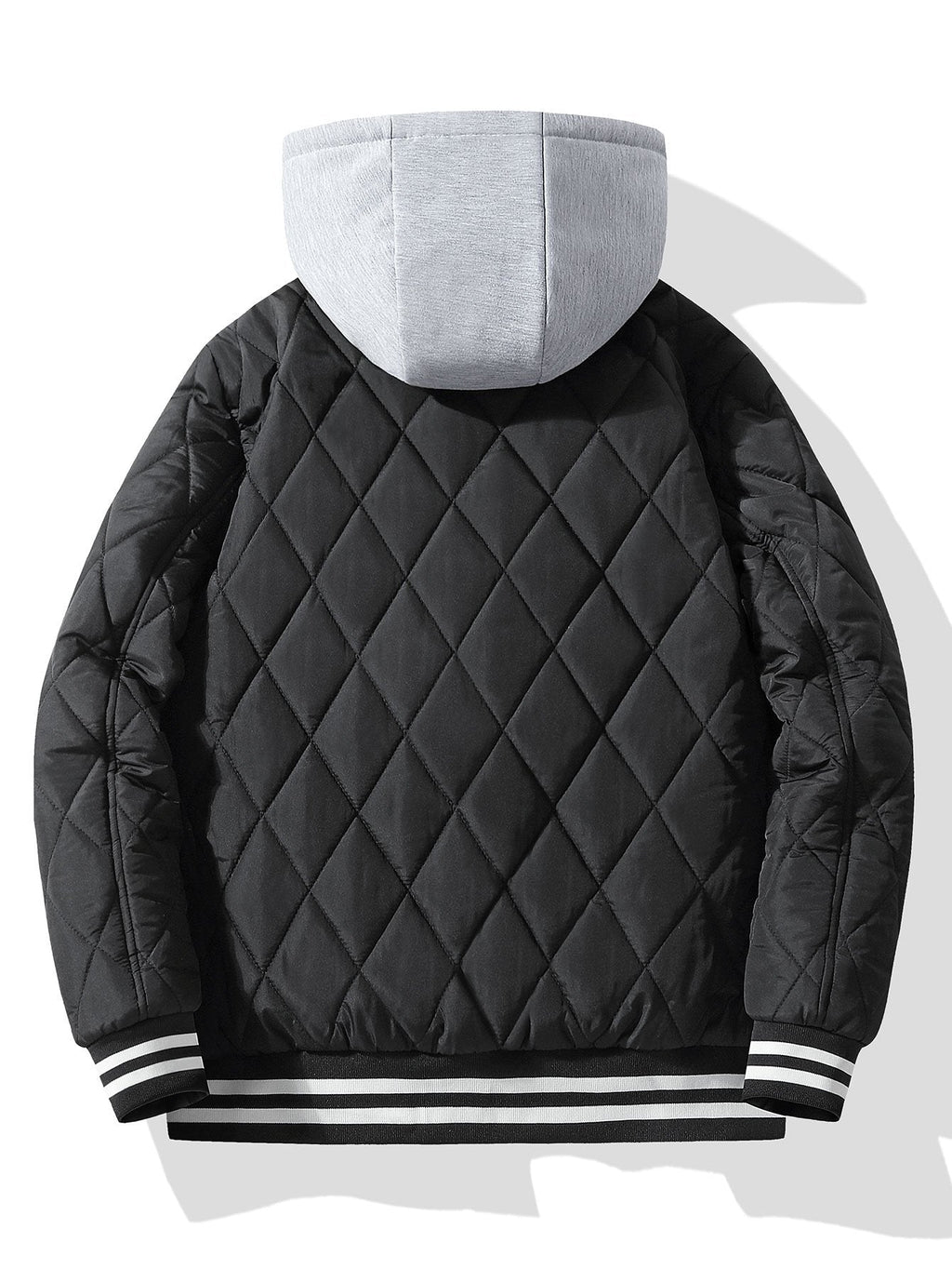 Men's Teddy-Lined Quilted Bomber Jacket – Diamond Stitched Winter Outerwear