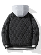 Men's Teddy-Lined Quilted Bomber Jacket – Diamond Stitched Winter Outerwear