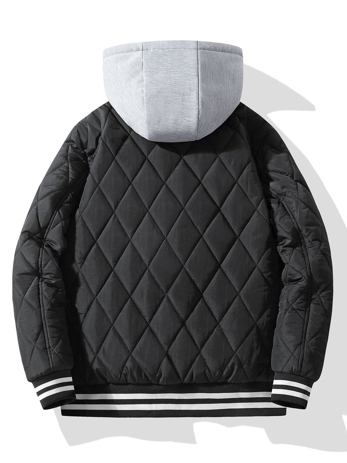 Men's Teddy-Lined Quilted Bomber Jacket – Diamond Stitched Winter Outerwear