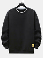 Men's Geometric Jacquard Sweatshirt – Relaxed Fit Textured Crew Neck