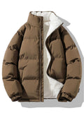 Men's Sherpa-Lined Puffer Jacket with High Collar