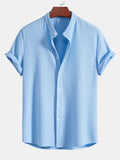 Men's Ribbed Stand Collar Shirt – Tailored Stretch Fit