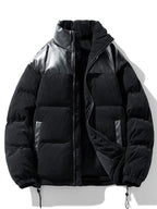 Men's Padded Corduroy Puffer Jacket – High Collar Zip-Up Winter Coat