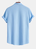 Men's Ribbed Stand Collar Shirt – Tailored Stretch Fit