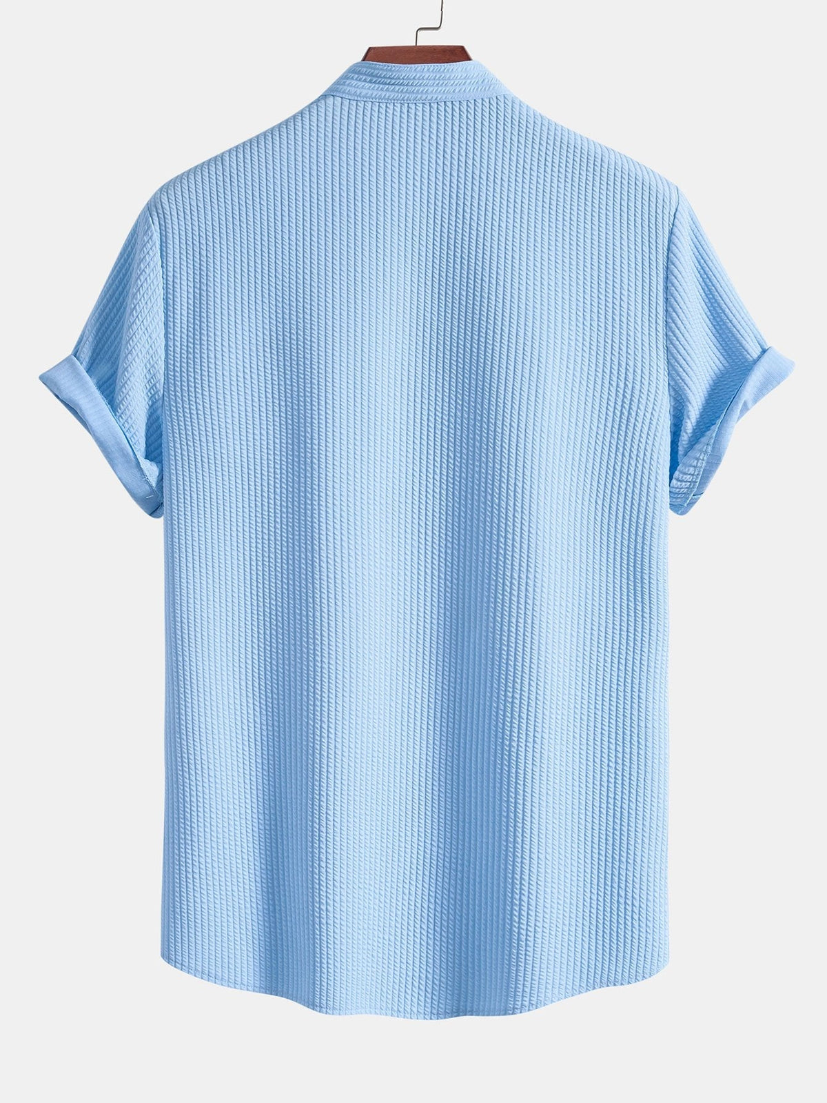 Men's Ribbed Stand Collar Shirt – Tailored Stretch Fit