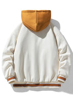 Men's Hooded Varsity Bomber Jacket with Letter Print
