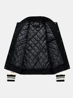 Men's Wool-Look Varsity Bomber Jacket with Faux Leather Sleeves
