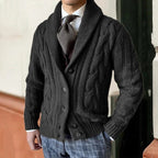 Men's Cable-Knit Shawl Collar Cardigan – Button-Front Sweater