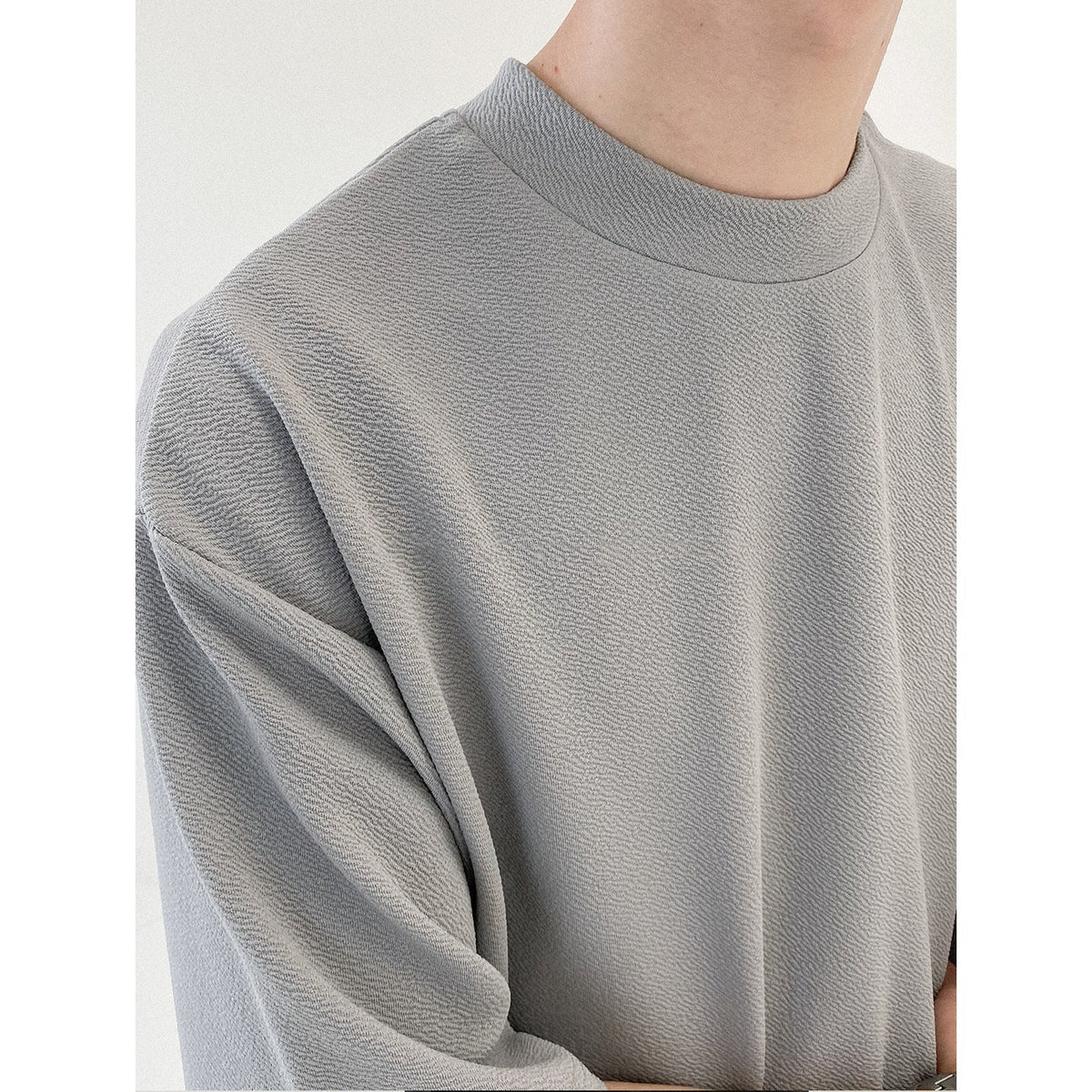 Men's Textured Shirt – Structured Fabric Button Up in Army Green or Light Grey