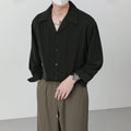 Men's Structured Button Up Shirt – Clean Formal Street Shirt in Black or White