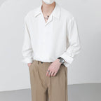 Men's Structured Button Up Shirt – Clean Formal Street Shirt in Black or White