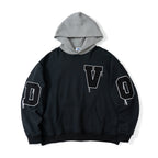 Men's Two Tone Embroidered Hoodie – Dark Grey Contrast Panel Hoodie