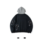 Men's Two Tone Embroidered Hoodie – Dark Grey Contrast Panel Hoodie