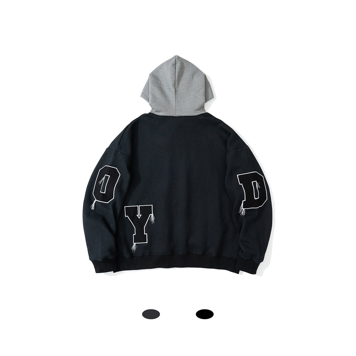 Men's Two Tone Embroidered Hoodie – Dark Grey Contrast Panel Hoodie