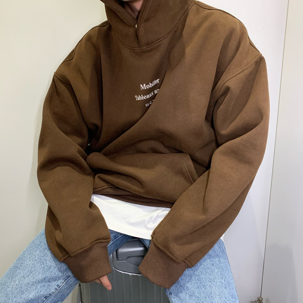 Men's Fleece Hoodie – Heavyweight Sherpa Feel Hoodie in Coffee, Black or Beige