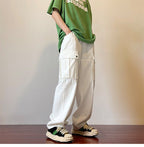 Men's Loose Wide Trousers – Flowing Straight Leg Pants in White, Black or Apricot